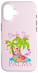 iPhone 16 Deck The Palms Trees Christmas Lights Flamingos Coastal Case