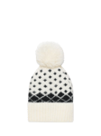 James Lakeland Monochrome Diamond Bobble Hat, White