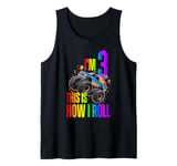 Retro Monster Trucks Car 3rd Birthday Party Gift 3 Years Old Tank Top