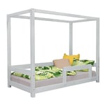 Lit cabane enfant BUNKY 80 x 160 gris clair