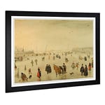 Big Box Art Framed Print of Hendrick Avercamp A Scene on The Ice Design | Wall Art Picture | Home Decor for Kitchen, Living Room, Bedroom, Hallway, Black, A2 / 24.5x18 Inch / 62x45cm