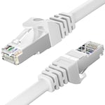 Cable Ethernet 5m Cat 6, Cable Rj45 Blindé Gigabit Haut Débit Câble Réseau Résistant aux Intempéries FTP 23AWG CCA Cable Internet blanc 5 Mètres Cable Lan pour Routeur Modem.[G59]