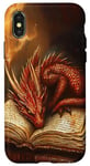 iPhone X/XS Aesthetic Gothic Red Dragon Reading Book Painting Bookish Case