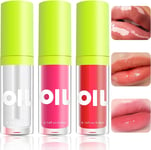 Leogony 3PCS Fat Lip Oil Set, Moisturizing Glitter Fat Lip Oil Gloss, Long Lasti