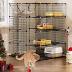 YITAHOME Grande Cage pour Chat à 4 Niveaux, Enclos pour Chats avec Hamac Amovible, Chenils Intérieur/Extérieur, Métal Amovible, Clôture pour Petits Animaux pour 1 à 4 Chats, 105 x 105 x 140 cm