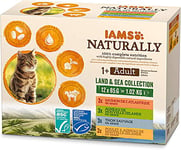 IAMS Naturally Wet Cat Food in Sauce, Ideal Wet Food with Fish/Meat for Adult or Senior Cats, Various Sizes (4 x 85 g / 12 x 85 g)