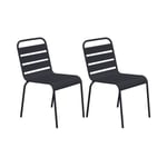 Lot de 2 chaises de jardin en métal gris - BACA