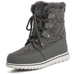 Polar Boot Femmes Matelassé Court Neige Hiver Fausse Fourrure Chaud Durable Imperméable Bottes GRE37 AYC0524 - Gris Textile Quilted - Taille 37 EU/4 UK