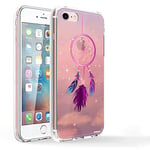 Evetane - Coque Silicone Compatible iPhone 7/8/ iPhone SE 2020/2022 - Protection Intégrale 360, Fine et Transparente - Coque Avant & Arrière - Haute Résistance - Attrape rêve Rose