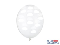 Partydeco Sb14c-230-099-6, Toy Balloon, Latex, Transparent, Vit, Oval, 30 Cm, 6 Styck