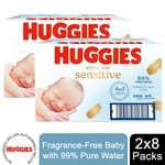 16 packs Huggies Pure Extra Care No Perfume 99% Pure Water 896 Baby Wipes