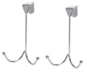 TWO STRONG OVER THE DOOR   HOOKS HANGERS CLOTHES COAT RACK HANGER CHROME