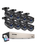 ZOSI Kit Caméra de Surveillance 1080p 8CH 5MP Lite DVR avec 2TB HDD 8X Caméra