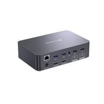 AV Access Station d'accueil Commutateur KVM 2 Moniteurs 2 Ordinateurs portables, 4K KVM Switch Dual Monitor, 2 ports USB-C MST, 60W PD pour chaque PC,1G Ethernet, EDID Emulation, 2K@144Hz,1080P@240Hz