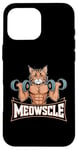 Coque pour iPhone 16 Pro Max Meowscle Gym Cat T-shirt d'entraînement amusant pour les amoureux des chats