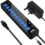 Powered USB 3.0 Hub, atolla 10 Ports USB Data Hub Splitter w Individual ON/OFF