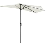 Outsunny Demi-Parasol Ø 2,7 m parasol de balcon 5 entretoises métal polyester crème