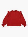 The New Society Kids' Glacier Cotton Ruffle Blouse, Ruby Dusk