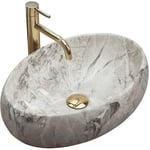 Rea VASQUE À POSER LINDA STONE Lavabo Salle de Bain 485 x 340 x 145 mm en Céramique (Marron, imitation de pierre)