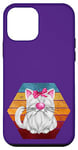 Coque pour iPhone 12 mini Cute White Cat Graphic For Cat Grandma Vintage Kitten Purple