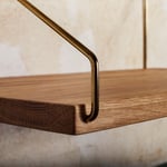 Vägghylla Shelf - Hyllplan i ek, Bredd 40 cm, Djup 27 cm, Utförande Natural Oiled Oak / Brass