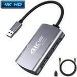 ETEREAUTY Boîtier d'acquisition vidéo 4K HDMI - Carte de Capture USB 3.0 1080p60 avec décodage game carte capture