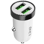 Chargeur Voiture Allume Cigare Double USB 12W Compact LinQ Blanc