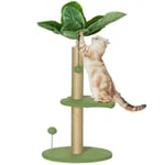 PawHut Arbre à Chat Arbre à Grimper pour Chat Centre d'activités Hauteur 83 cm avec griffoir en Jute, balles Jouets, Plates-Formes en Peluche - Vert