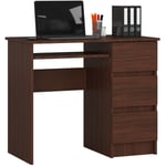 Abamihome - Bureau d'ordinateur akord droit A6 Wengé 90 cm 3 tiroirs façade Wengé 1 étagère 90x50x77 cm