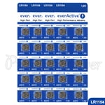 40 x everActive AG13 LR44 Alkaline batteries LR1154 A76 SR41 1.5V GREAT VALUE