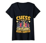 Womens Chess Player Chess The Art Of Crushing Egos Gently V-Neck T-Shirt