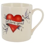 Novelty Coffee Mug Retro Tattoo Valentines Day Gift T'too I Love You Tea Cup