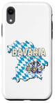 Coque pour iPhone XR Bavière Allemagne Rétro Carte de l'État fédéral Edelweiss