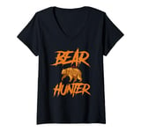 Womens Bear Hunting Funny Wildlife Animals Hunt V-Neck T-Shirt