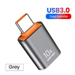 10a Usb3.0 Otg Adaptateur Type-C Adaptateur Connecteur Convertisseur Pour Macbook Pro Air Samsung Xiaomi Ordinateur Portable Usb-C Adaptateur Tipo C - Type Grey U-C 1pc