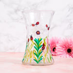 Ladybirds Clear Glass Vase Flowers Floral Handpaint Nature Decoration Gift Idea