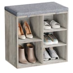 Banc à chaussures, étagère à chaussures avec siège, banc avec coussins et 5 compartiments, meuble à chaussures avec étagères réglables pour l'entrée,