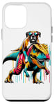 Coque pour iPhone 12 mini Pop Art Dinosaur T-Rex Boxer Dog Tyrannosaure Rex