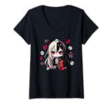 Womens Chibi Kawaii Emo Pastel Goth Girl Japanese Creepy Anime V-Neck T-Shirt