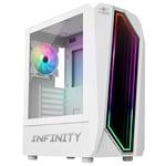 Spirit Of Gamer - INFINITY ARTIC, BoitIer PC Gamer Blanc RGB Vide  avec Paroi Latérale en Verre Trempée, Compatible ATX, mATX, ITX