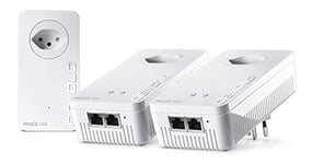 Devolo Magic 2 WiFi : kit multiroom Fantastique Powerline WiFi, Fonction Wi-FI jusqu'à 2400 Mbits/s, 2 Ports Gigabit LAN par Adaptateur, Prise en Charge WiFi, Point d'accès Blanc - Prise Suisse