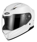 YEMA Casque Moto Intégral Homme ECE06 Homologué- YM-850 Casque Femme Adulte Double Visière-Blanc-XL