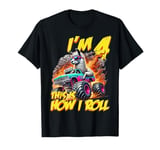 Kids 4 Year Old Tee 4rd Birthday Alpaca Monster Truck Car T-Shirt