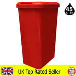 Red Kitchen Bin Rectangle Touch Swing and Lift Bin for Waste Recycling 45L