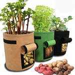 Potato Hot Vegetable Bag, 3 Potato Growing Bags/Plant Pots, 7 Gallon Window Type Vegetable Growing Bags, Double-Layer High Quality