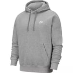 Men's Nike Fleece Hoodie Hoody Hooded Sweatshirt Jumper Pullover Jacket - Grey