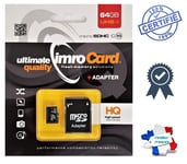 Carte mémoire Micro SD / SDXC ~ 64 gb / 64 go ~ Classe 10 ~ Adaptateur inclus