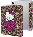 Étui Pour Ipad Pro 2021 Hello Kitty Imprimé Léopard 12,9 Pouces, Type Ordinateur Portable, Support À Trois Volets Avec Porte-Stylos, Réveil/Veille Automatique