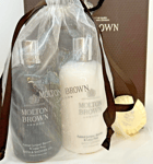 MOLTON BROWN Fabled Juniper & Lapp Pine Bath Gel + Body Lotion Soap Gift Set Bag