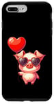 Coque pour iPhone 7 Plus/8 Plus Saint Valentin Amour Porcinet Cœur Amoureux Ballon Lunettes de soleil